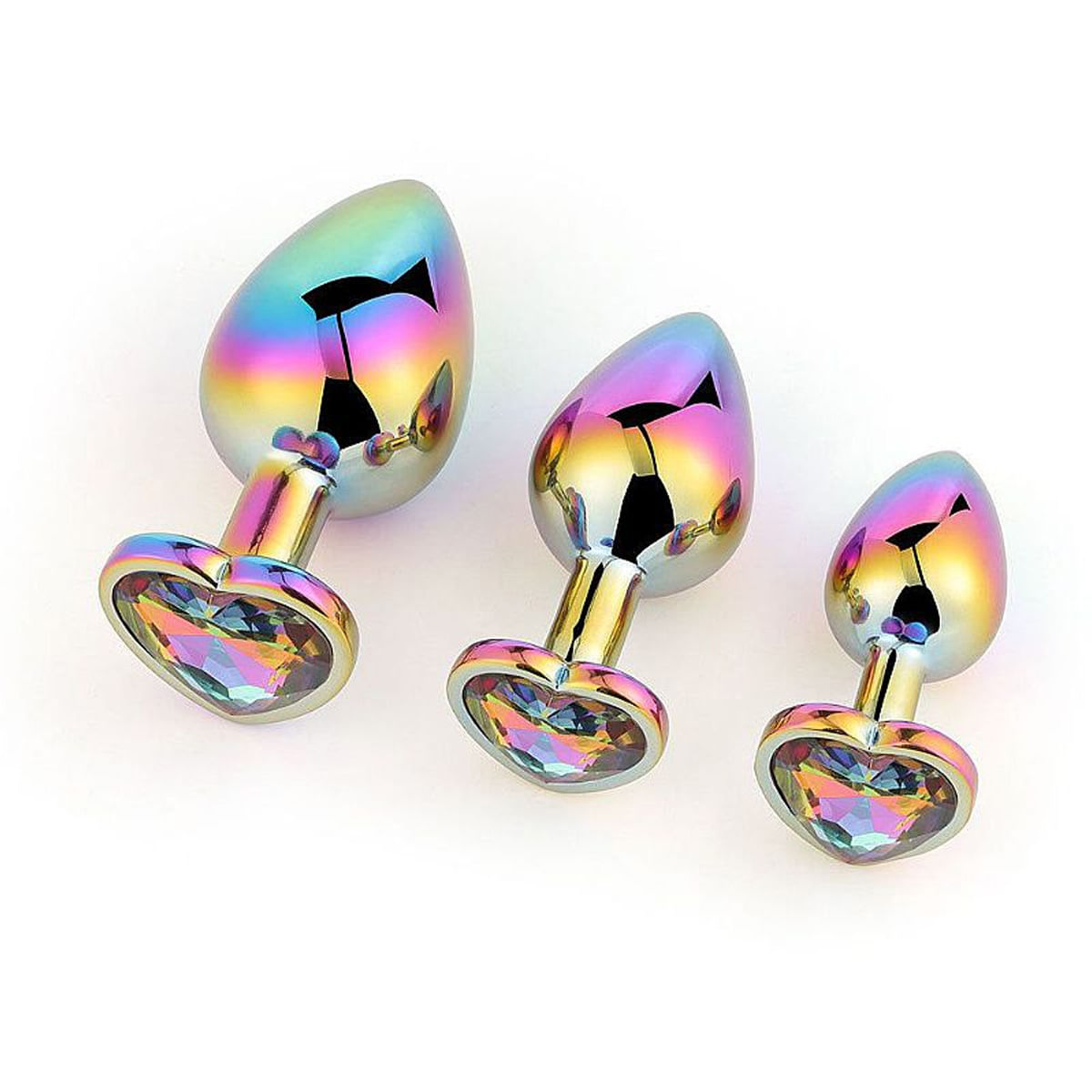 Plug Anal em Aço Colorido Tamanho G com Pedra em Formato de Coração Sexy Import