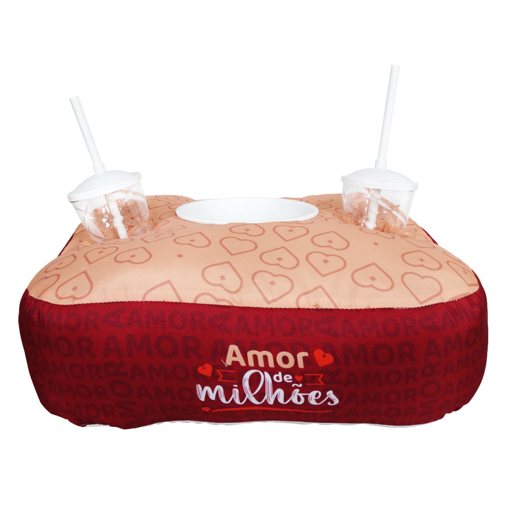 Kit Cinema Almofada Porta Pipoca e Bebidas Coleção Amor de Milhões Miess Kit Cinema Almofada Porta Pipoca e Bebidas Coleção Amor de Milhões Miess