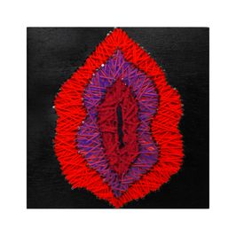 Carnívora em Flor em Formato de Vulva Quadro em String Art 30 cm X 30 cm Meu Clitoris, Minhas Regras