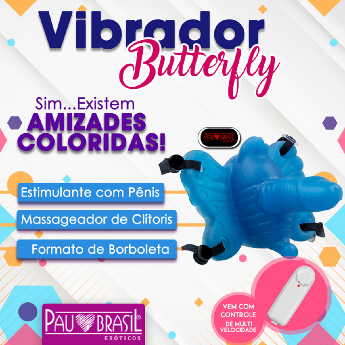 Butterfly Estimulador e Massageador com Prótese Pau Brasil