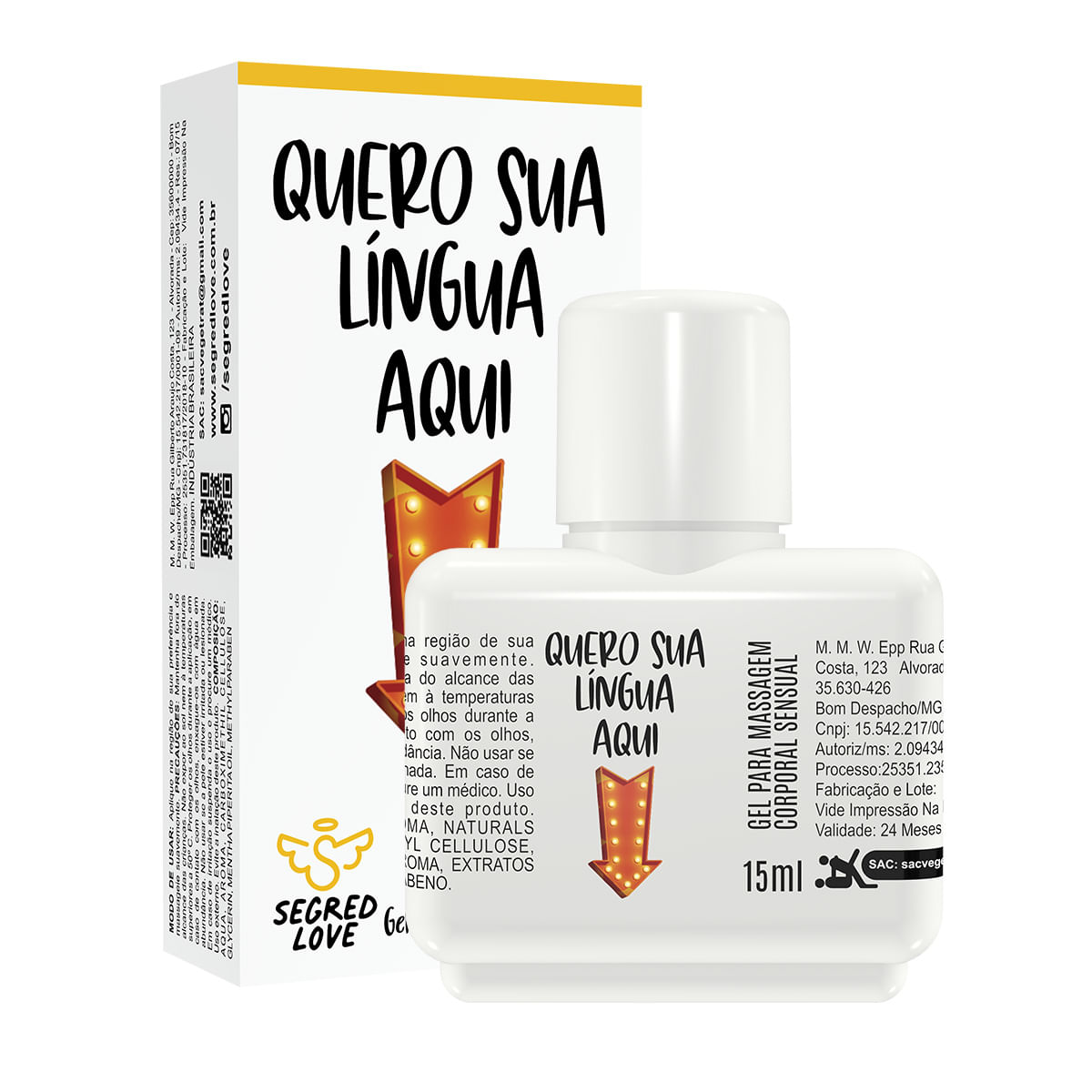 Quero Sua Língua Aqui Gel Térmico Beijável com Tatuagem Temporária 15ml Segred Love Quero Sua Língua Aqui Gel Térmico Beijável com Tatuagem Temporária 15ml Segred Love
