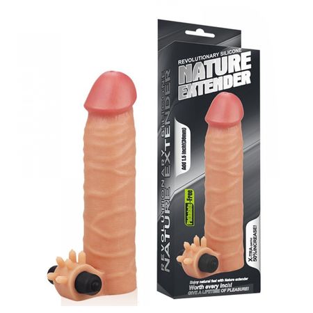Nature Extender Capa Peniana Extensora com Estimulador Clitoriano e Vibro Vip Mix