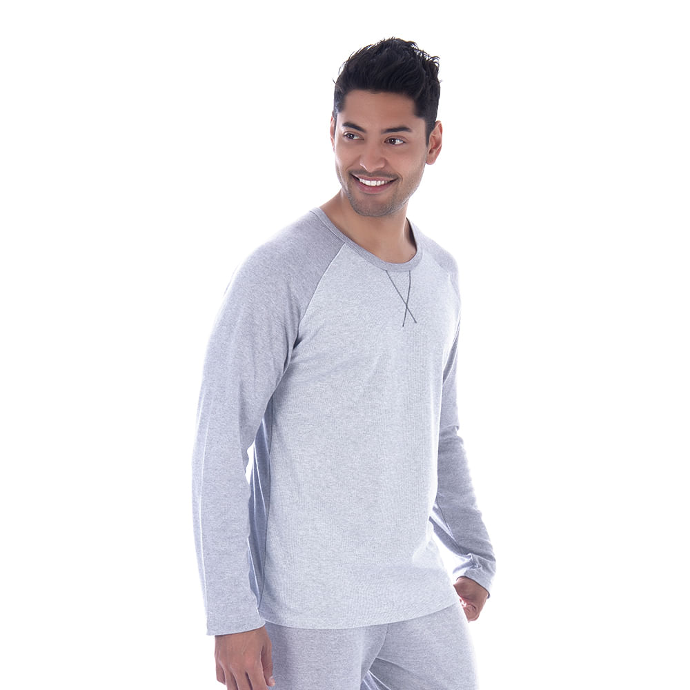 Pijama Canelado Masculino com Manga Longa e Calça Coleção Inverno Victory