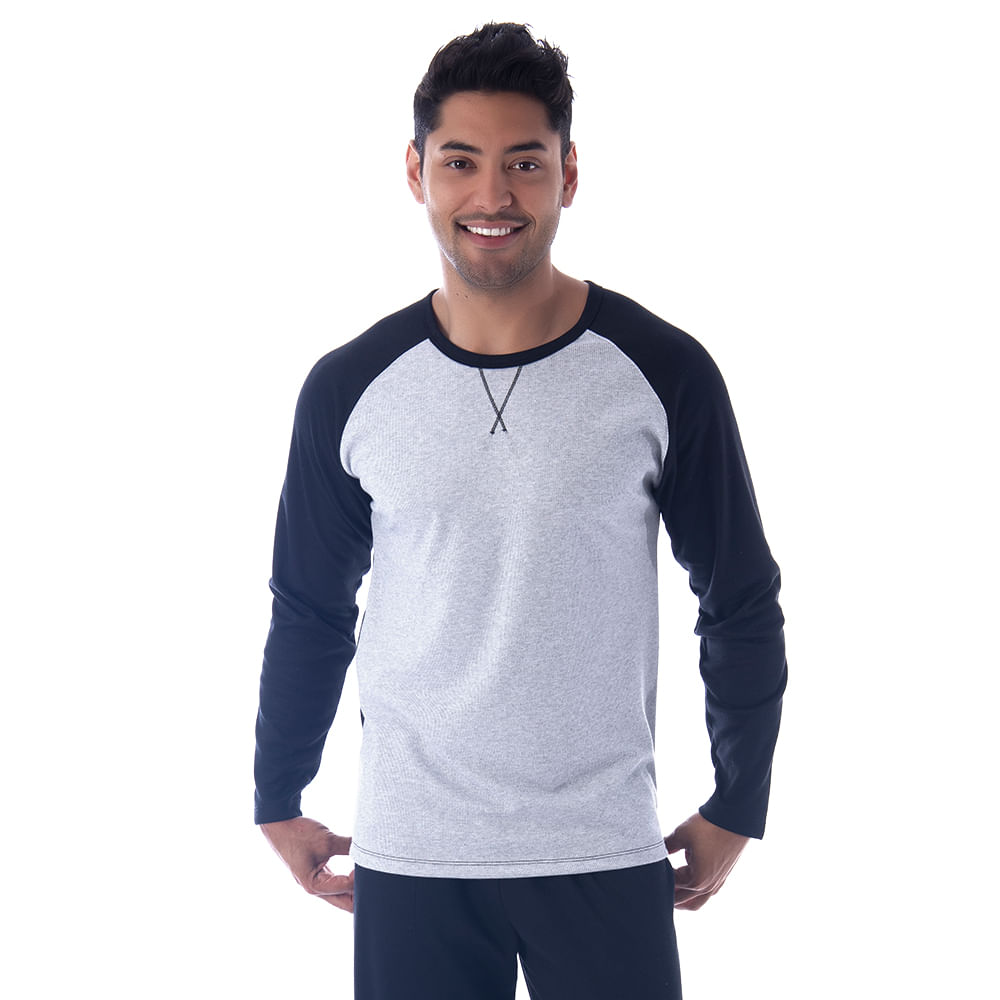 Pijama Canelado Masculino com Manga Longa e Calça Coleção Inverno Victory