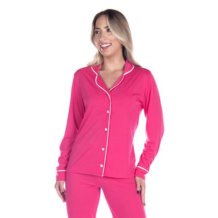 Pijama Americano Canelado Feminino com Manga Longa e Calça Coleção Inverno Victory