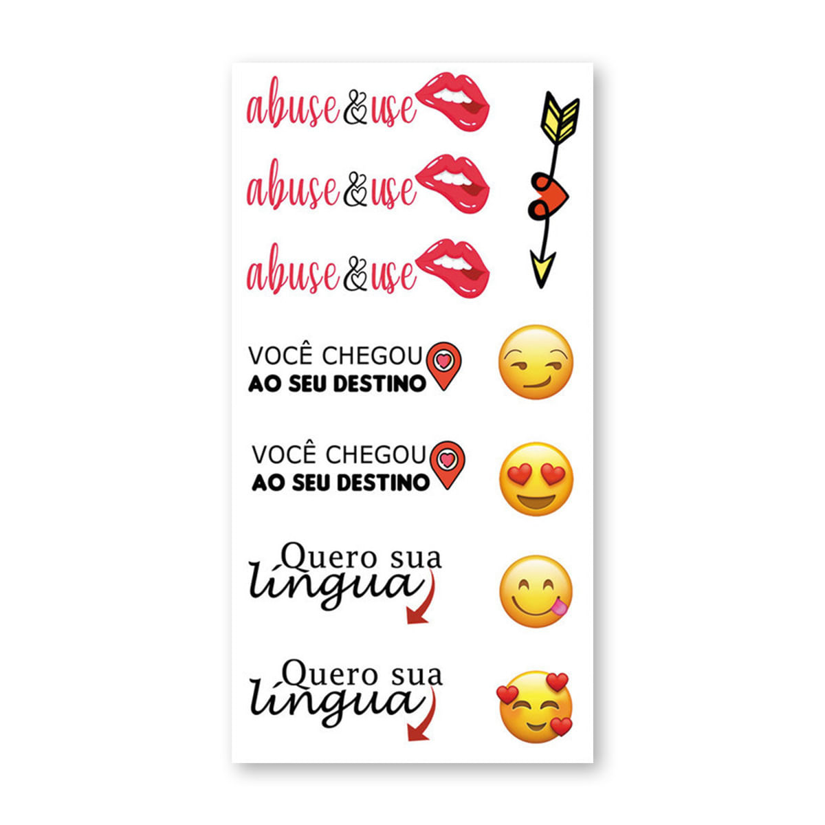 Cartela de Tatuagem Adesiva Temporária Abuse & Use 19 x 9 cm Luvi Cartela de Tatuagem Adesiva Temporária Abuse & Use 19 x 9 cm Luvi