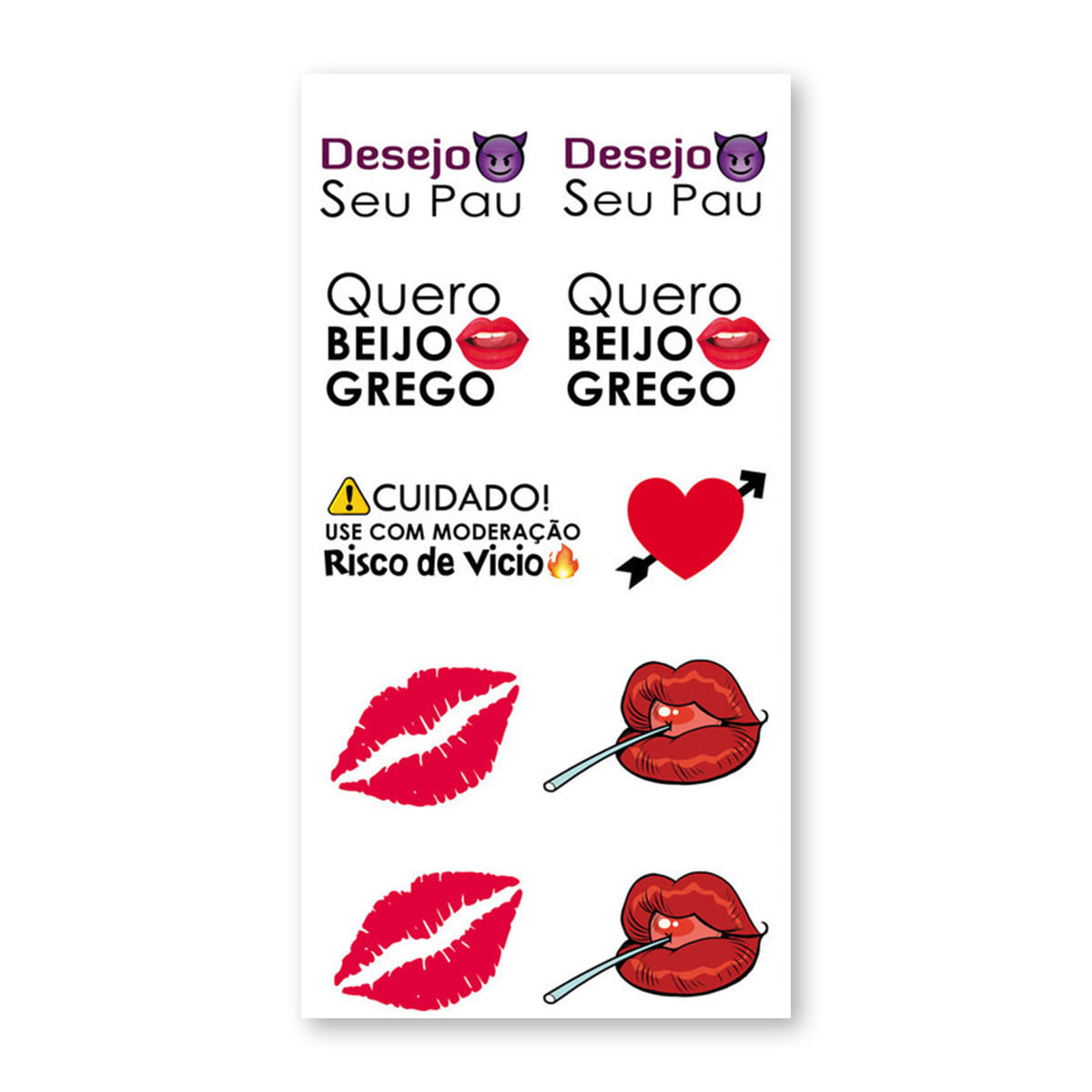 Cartela de Tatuagem Adesiva Temporária Desejo seu Pau 19 x 9 cm Luvi Cartela de Tatuagem Adesiva Temporária Desejo seu Pau 19 x 9 cm Luvi