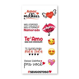 Cartela de Tatuagem Adesiva Temporária Amor de Milhões 19 x 9 cm Luvi