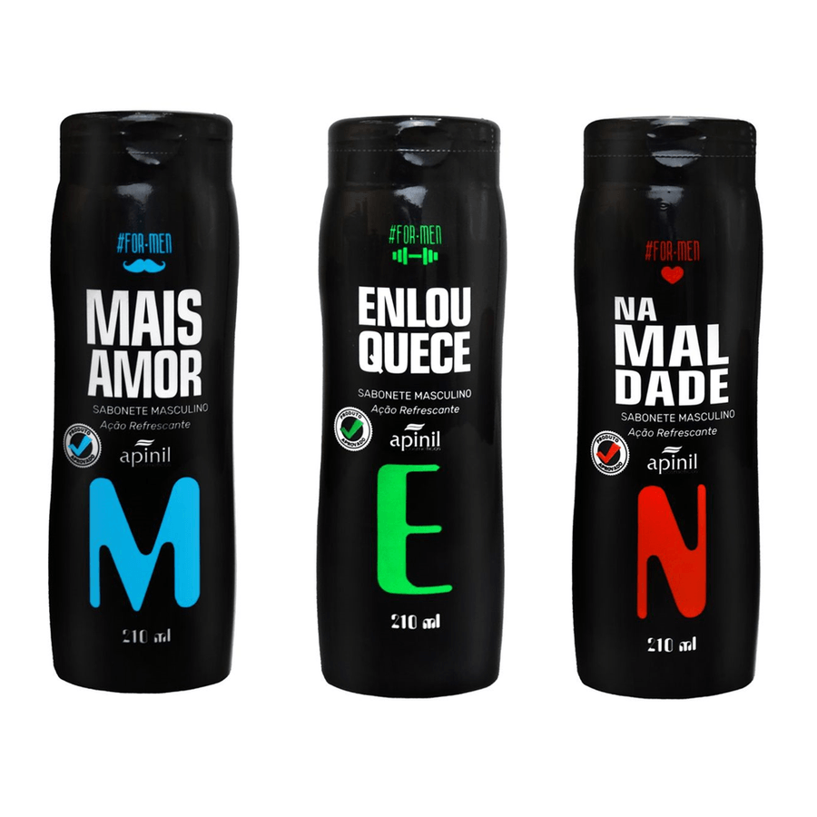 Sabonete Liquido Masculino 200ml Apinil Cosméticos Sabonete Liquido Masculino Enlouquece 210ml Apinil Cosméticos.