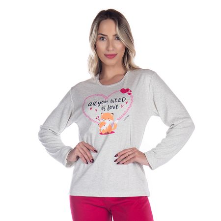 Pijama Tradicional Canelado Manga Longa e Calça Inverno Victory