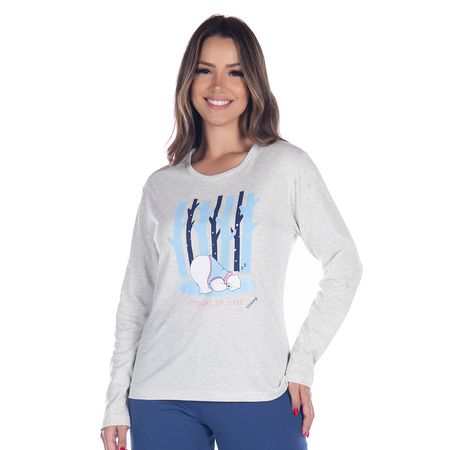 Pijama Tradicional Canelado Manga Longa e Calça Inverno Victory