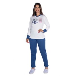 Pijama Moletinho Alaska Feminino com Manga Longa e Calça Coleção Inverno Victory