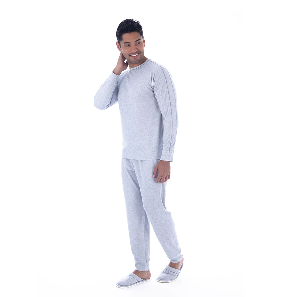 Pijama Canelado Masculino com Manga Longa e Calça Coleção Inverno Victory