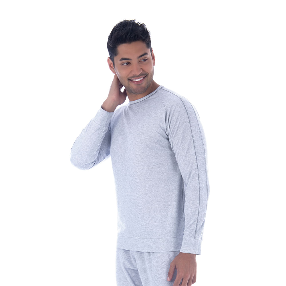 Pijama Canelado Masculino com Manga Longa e Calça Coleção Inverno Victory