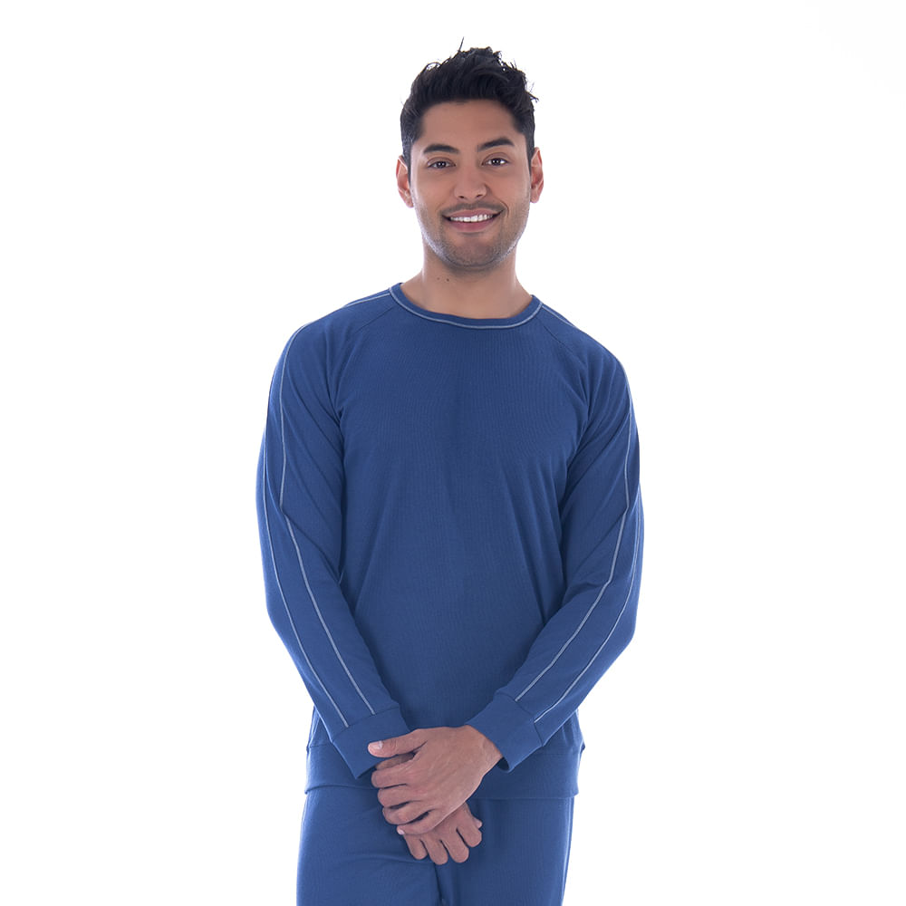 Pijama Canelado Masculino com Manga Longa e Calça Coleção Inverno Victory