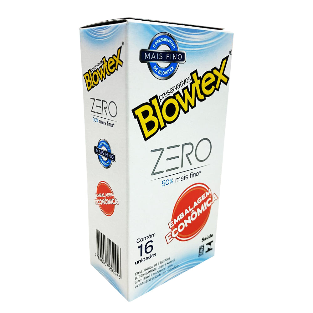 Preservativos Lubrificados Zero Mais Fino com 16 Unidades Blowtex Preservativos Lubrificados Zero Mais Fino com 16 Unidades Blowtex