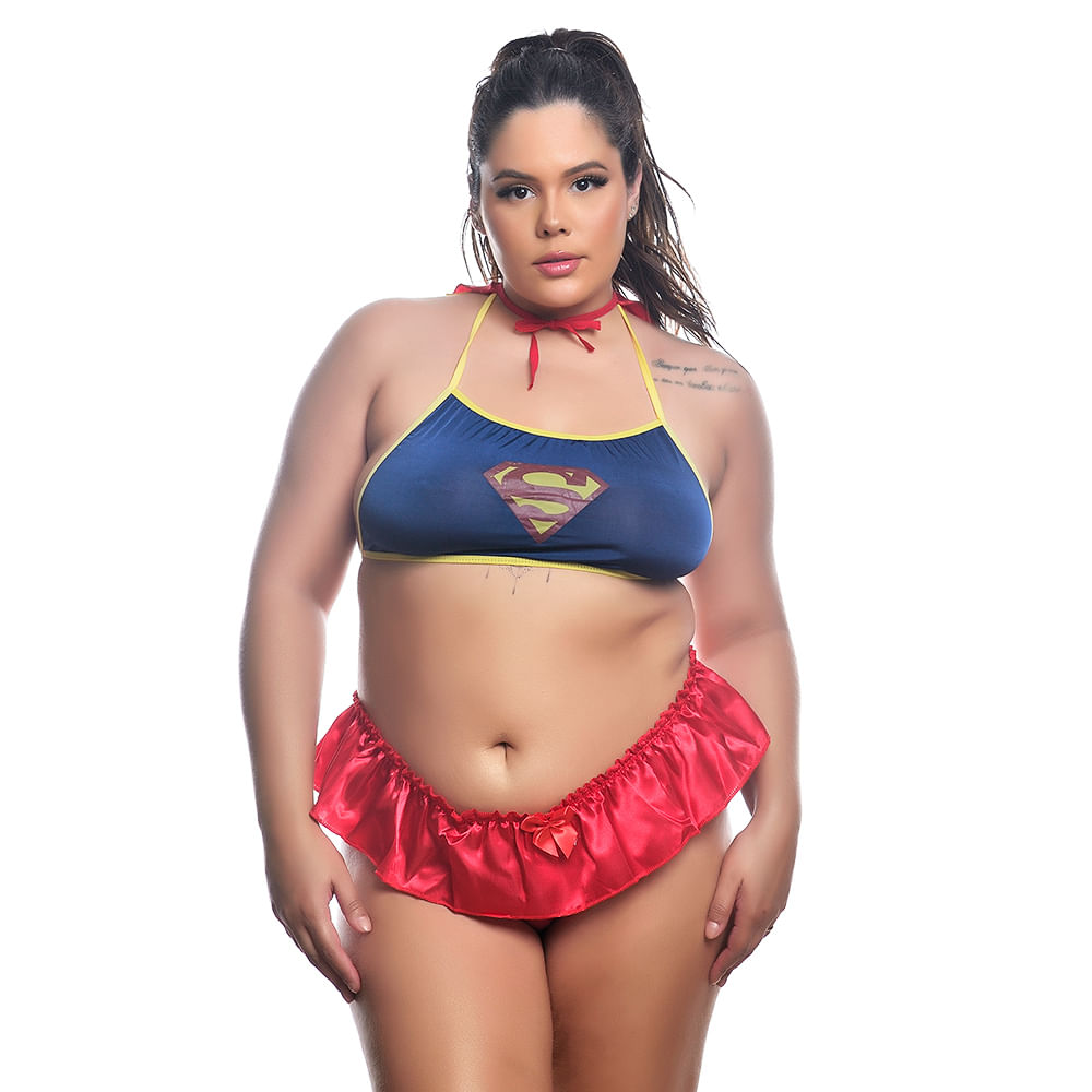 Fantasia Conjunto Super Girl Plus Size Pimenta Sexy