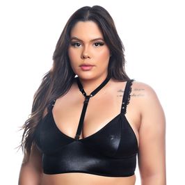 Hot Top em Cirre com Coleira Removível Plus Size Hot Flowers