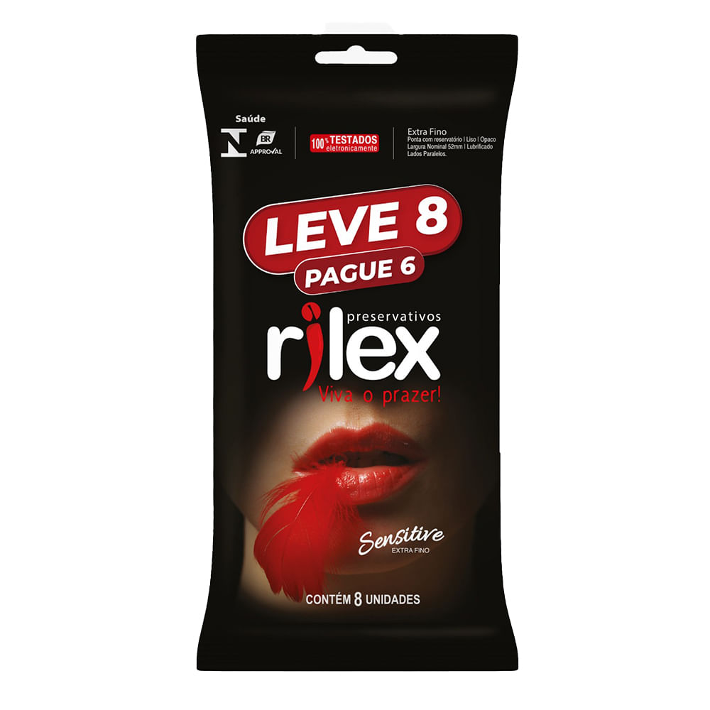 Preservativo Lubrificado Extra Fino Sensitive Leve 8 Pague 6 Rilex