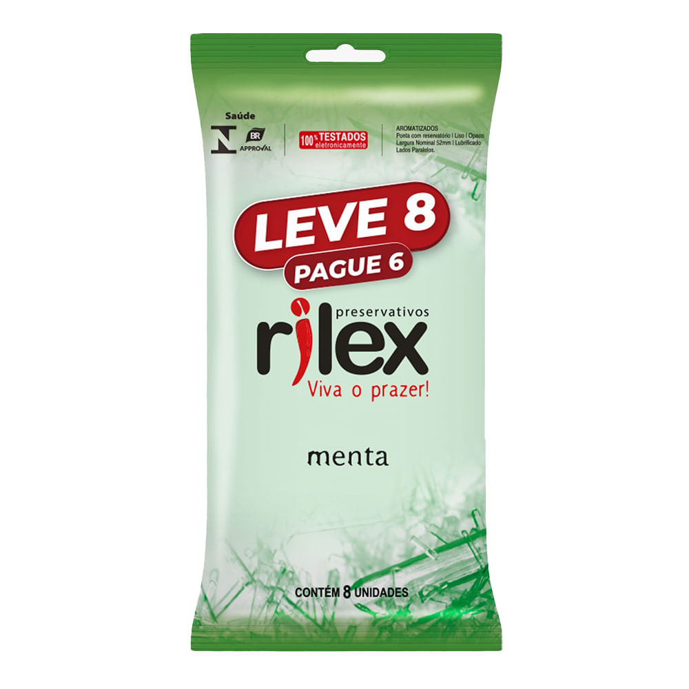 Preservativo Lubrificado com Aroma de Menta Leve 8 Pague 6 Rilex Preservativo Lubrificado com Aroma de Menta Leve 8 Pague 6 Rilex
