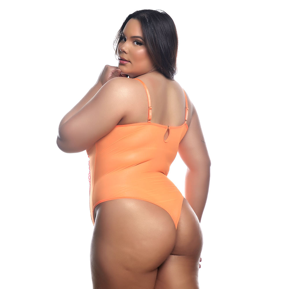 Body Francielly Plus Size em Tule com Detalhes em Renda Tallyta Moda Apimentada