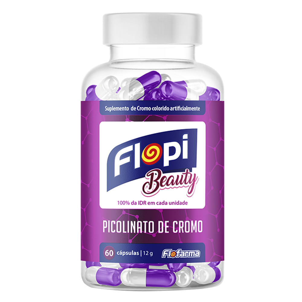Flopi Beauty Picolinato de Cromo Suplemento Vitamínico com 60 Cápsulas Flofarma