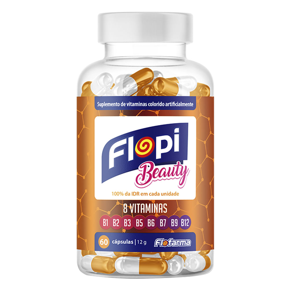 Flopi Beauty 8 Vitaminas Suplemento Vitamínico com 60 Cápsulas Flofarma