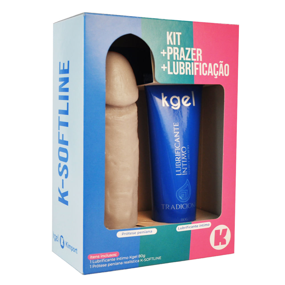 Kgel Softline Kit Lubrificante Íntimo Tradicional 80g e Prótese Peniana 15,5x3,7cm K Import e Export