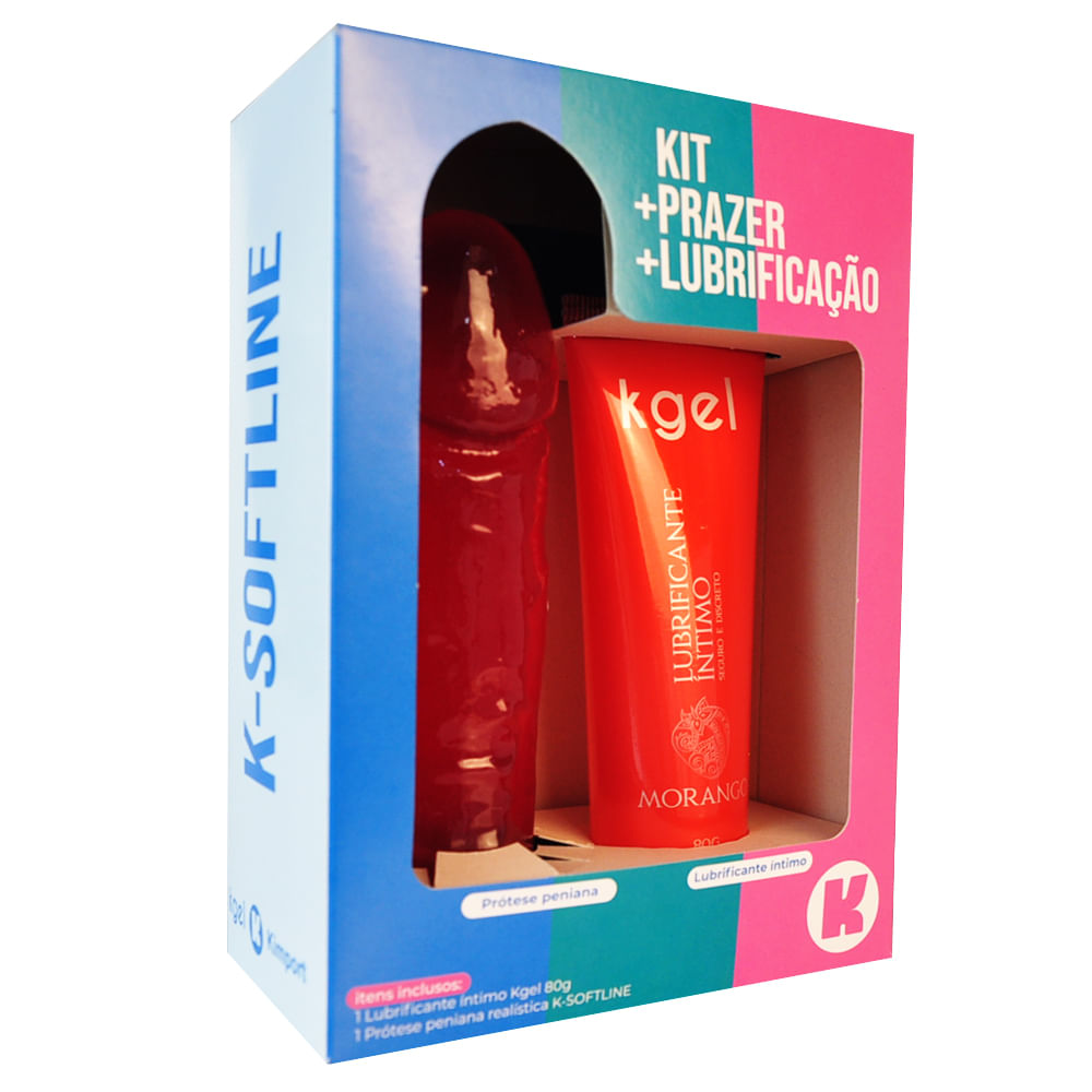 Kgel Softline Kit Lubrificante Íntimo Aromático 80g e Prótese Peniana 15,5x3,7cm K Import e Export