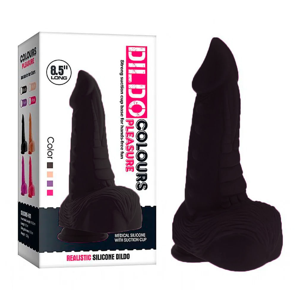 Colours Pleasure Prótese Dildo Colorida com Escroto e Ventosa Sexy Import