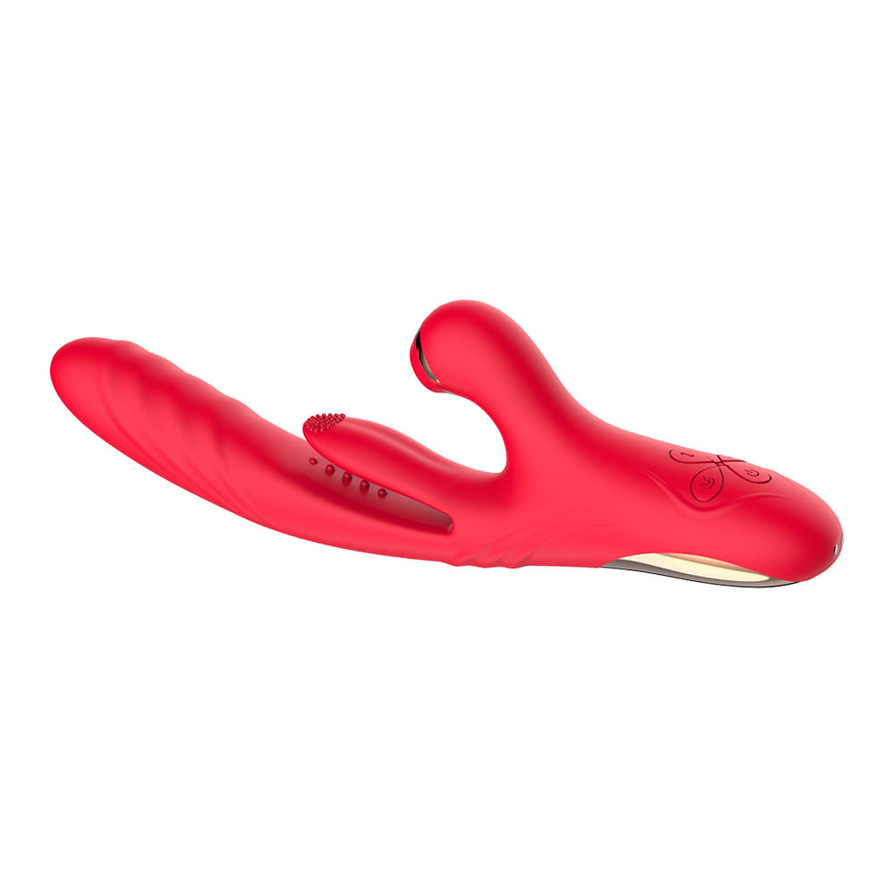 Vibrador com Estimulador de Clitóris e com Vibração, Vai e Vem, Pulsação e Aquecimento Vip Mix Vibrador com Estimulador de Clitóris e com Vibração, Vai e Vem, Pulsação e Aquecimento Vip Mix
