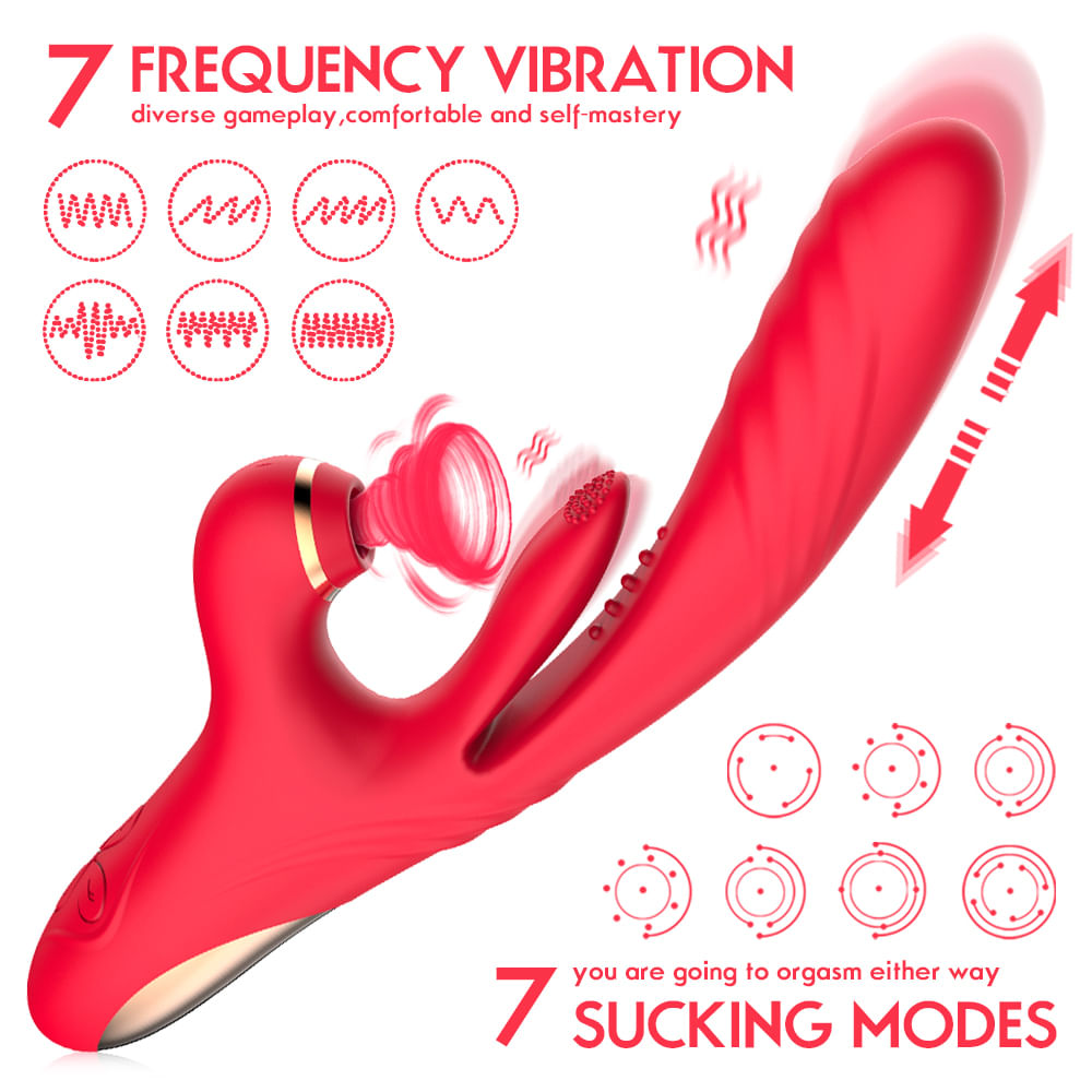 Vibrador com Estimulador de Clitóris e com Vibração, Vai e Vem, Pulsação e Aquecimento Vip Mix