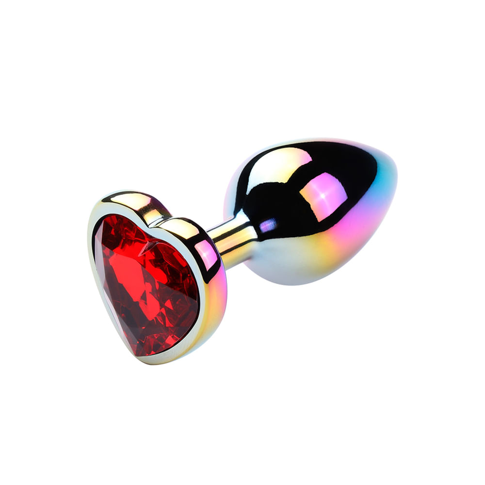 Plug Anal Colorido com Pedra Coração Vip Mix Plug Anal Colorido com Pedra Coração Vip Mix