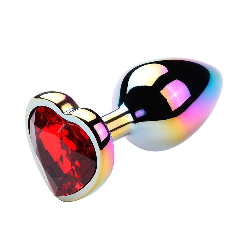 Plug Anal Colorido com Pedra Coração Vip Mix