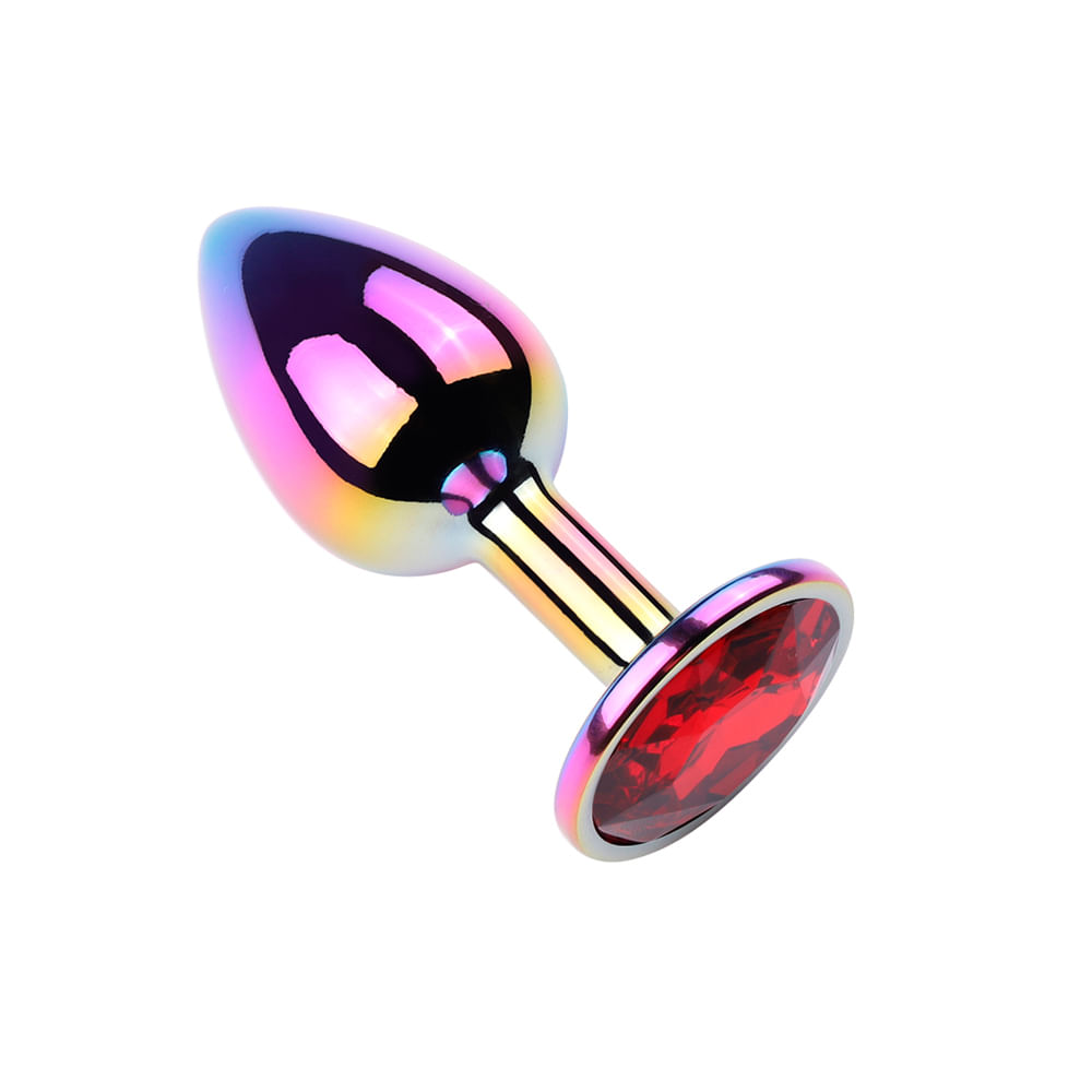 Plug Anal Colorido com Pedra Redonda Vip Mix Plug Anal Colorido com Pedra Redonda Vip Mix