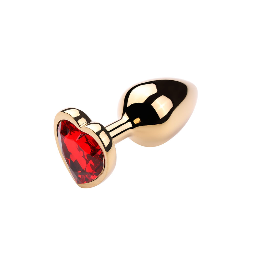 Plug Anal Dourado com Pedra Coração Vip Mix Plug Anal Dourado com Pedra Coração Vip Mix