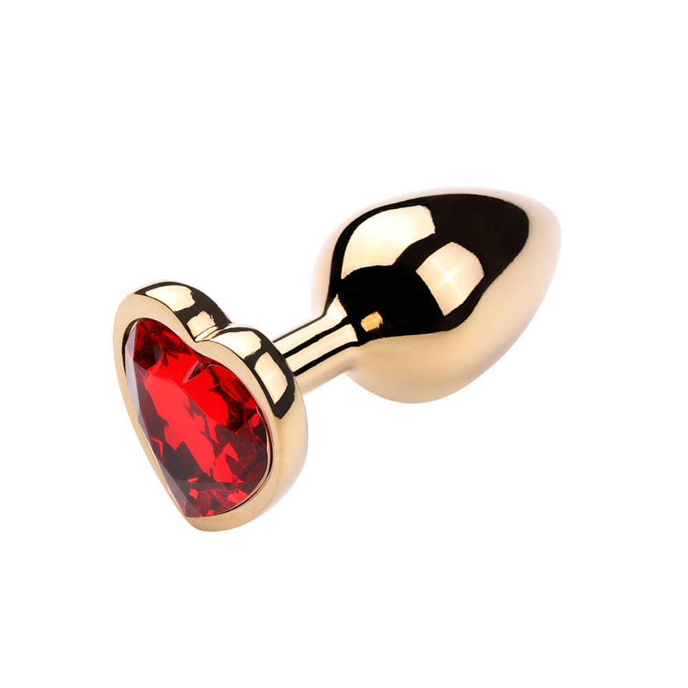 Plug Anal Dourado com Pedra Coração Vip Mix