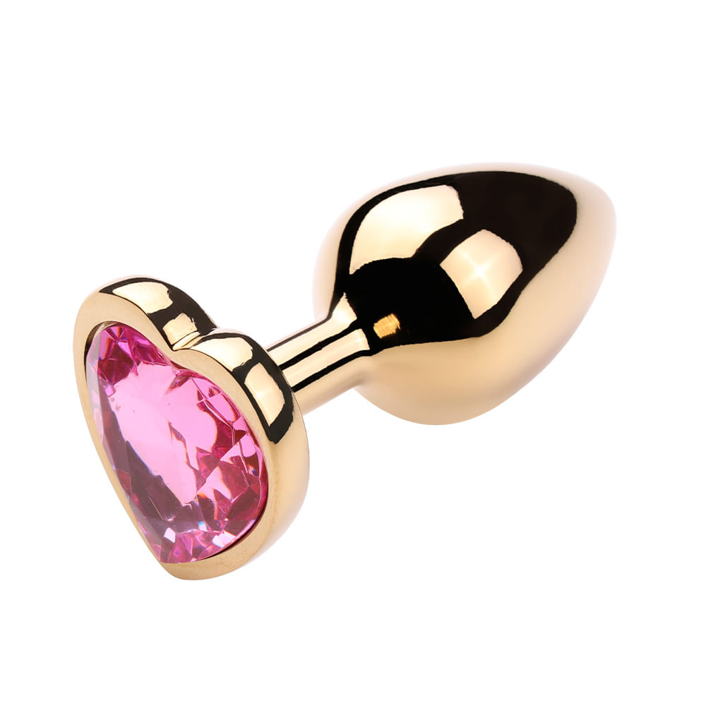 Plug Anal Dourado com Pedra Coração Vip Mix