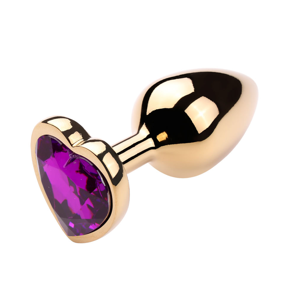 Plug Anal Dourado com Pedra Coração Vip Mix