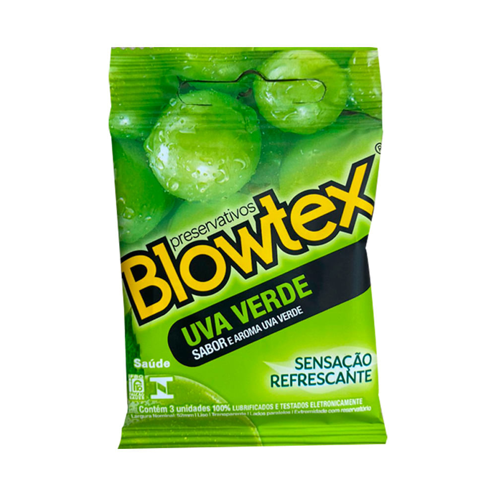 Preservativos Sabor e Aroma Uva Verde Sensação Refrescante 3 Unidades Blowtex Preservativos Sabor e Aroma Uva Verde Sensação Refrescante 3 Unidades Blowtex