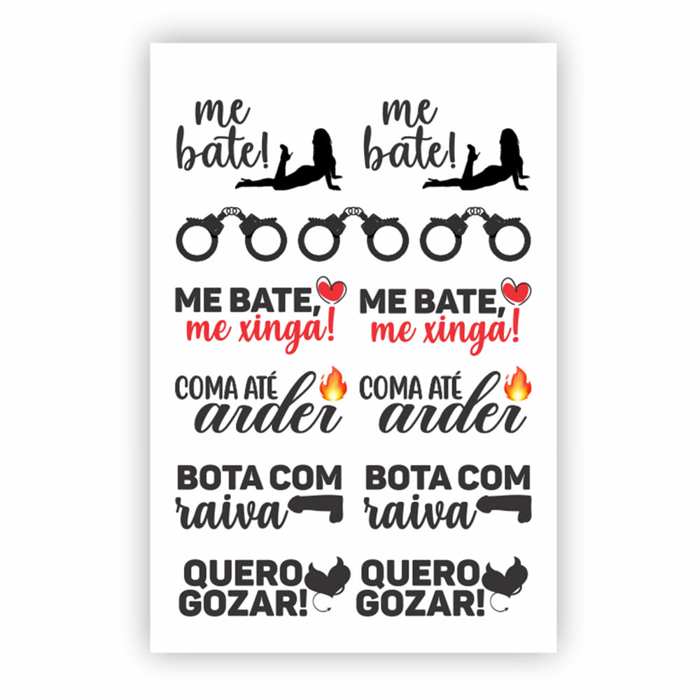 Sexy Tatoo Cartela de Tatuagens Temporárias Me Bate 15 x 10 cm Sedux Sexy Tatoo Cartela de Tatuagens Temporárias Me Bate 15 x 10 cm Sedux