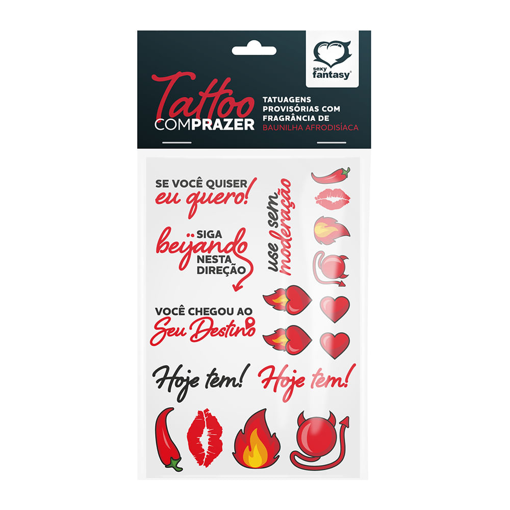 Com Prazer Cartela de Tatuagens Provisórias com Fragrância Sexy Fantasy