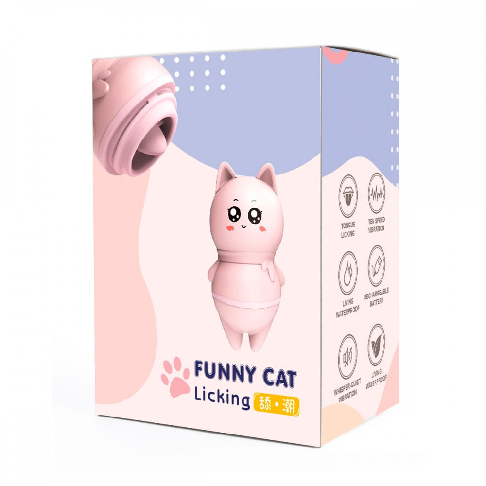 Funny Cat Estimulador de Clitóris em Formato de Gato com 10 Modos de Vibração e Língua Vai e Vem Vip