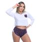 Pijama Feminino com Cropped Manga Longa e Shorts Hot Love