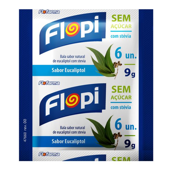 Drops Eucaliptol Bala sem Açucar Sachê 6 unidades Flofarma