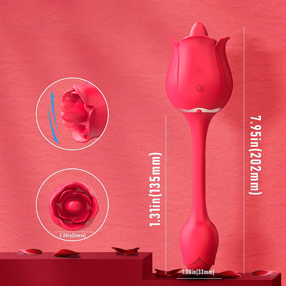 Rose Pro 5 Estimulador de Clitoris e Ponto G com 9 Modos de Vibração e Língua Sexy Import