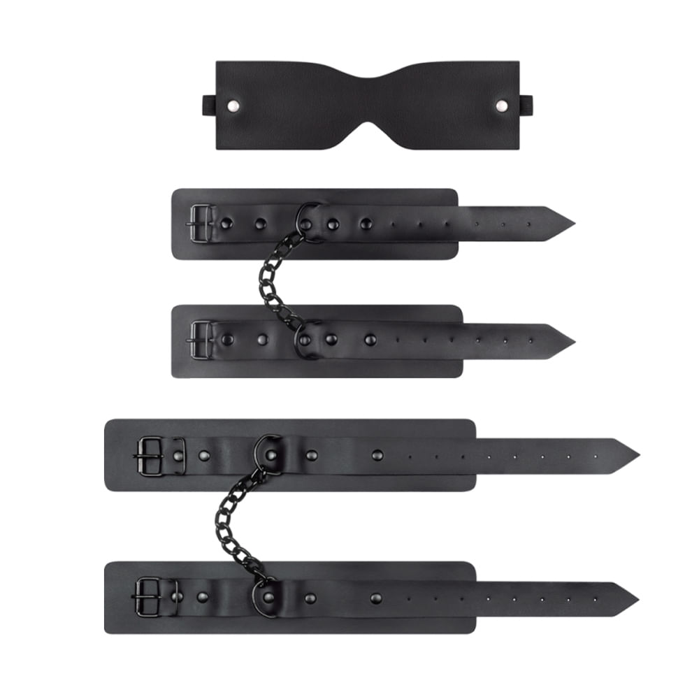 Kit Black com Algema, Tornozeleira e Venda Pau Brasil Kit Black com Algema, Tornozeleira e Venda Pau Brasil