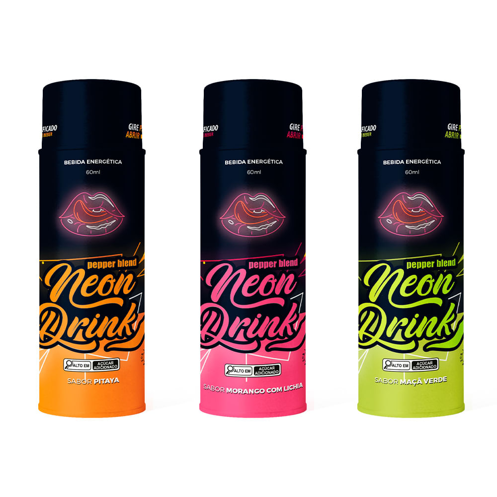 Neon Drink Energético Concentrado 60ml Linha Neon Vibes Pepper  