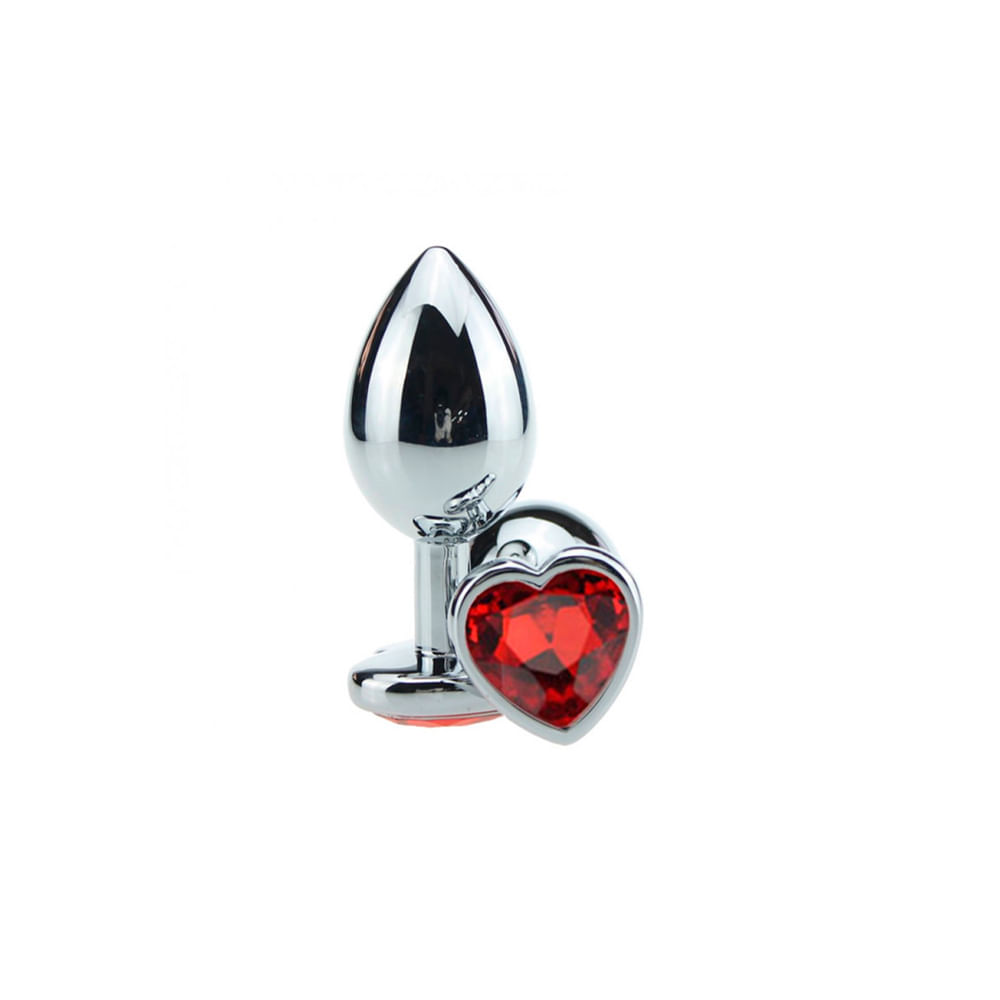 Plug Anal em Alumínio, Base em Formato de Coração com Pedra ColoridaMiss Collection Plug Anal em Alumínio, Base em Formato de Coração com Pedra ColoridaMiss Collection