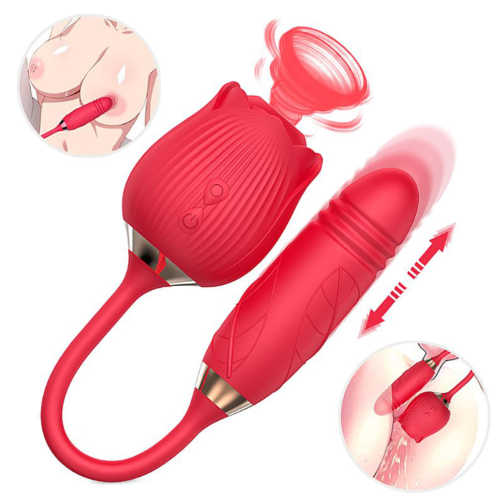 Flower Vibrador de Ponto G e Clitóris com Vai e Vem e 7 Modos de Vibração Sexy Import